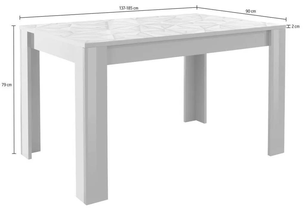 WWW.IDPOINT.SK Jedálenský stôl PRISMA-T137AL s rozťahovaním +48 cm biely