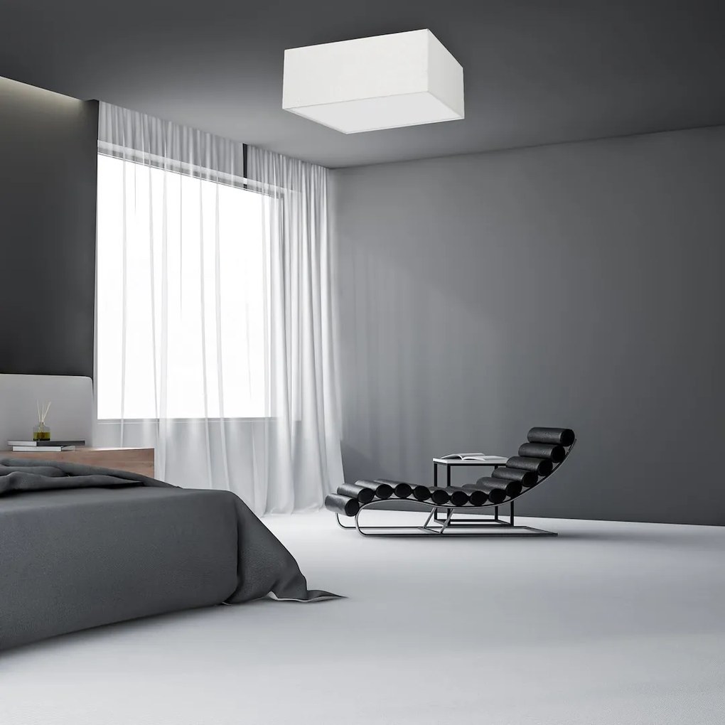 Stropné svietidlo Albion Square, 1x biele bavlnené tienidlo, (biele plexisklo), (50cm)