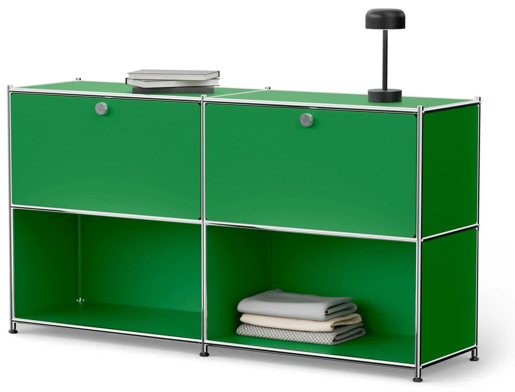 Kovový regál »CN3« s výklopnými priehradkami, zelený