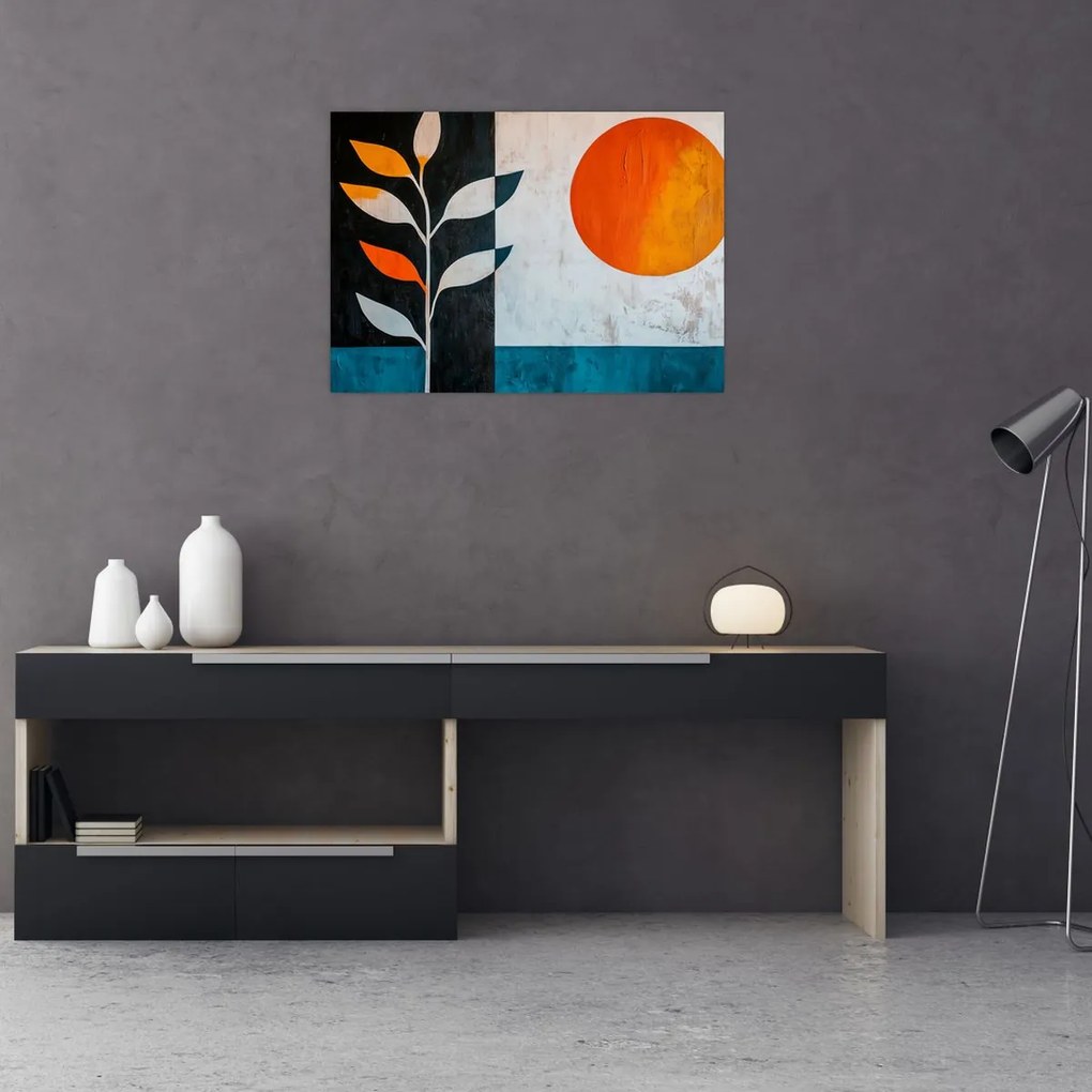 Obraz - Abstrakcia rastliny a slnka (70x50 cm)