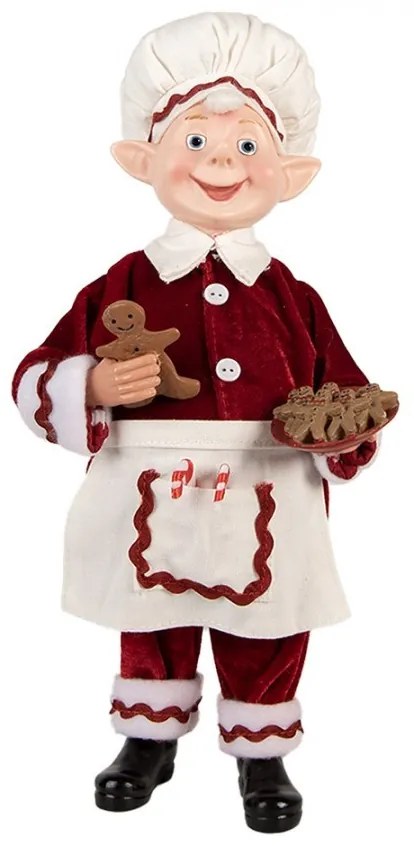 Vianočné dekorácie Elf v červenom obleku a perníčky v ruke - 15*10*28 cm