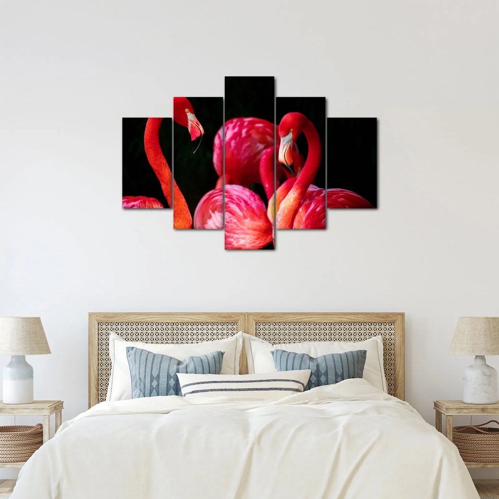 Obraz červených plameniakov (150x105 cm)
