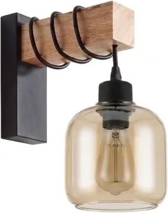 BRILAGI - Nástenné svietidlo WOOD GLASS 1xE27/60W/230V borovica/čierna/dymová hnedá