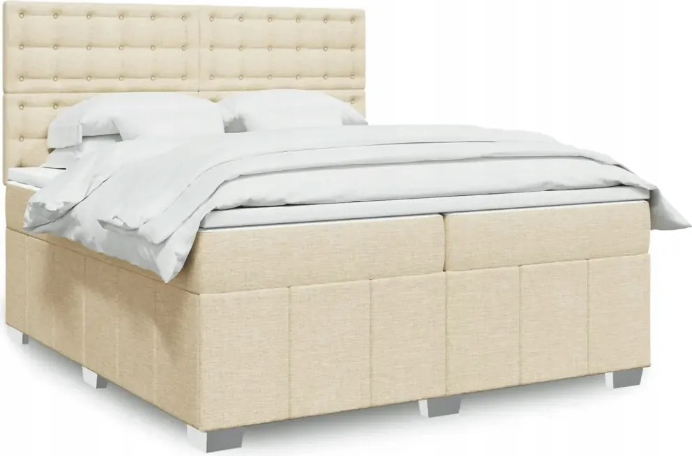 vidaXL Boxspring posteľ s matracom krémová 200x200 cm látka