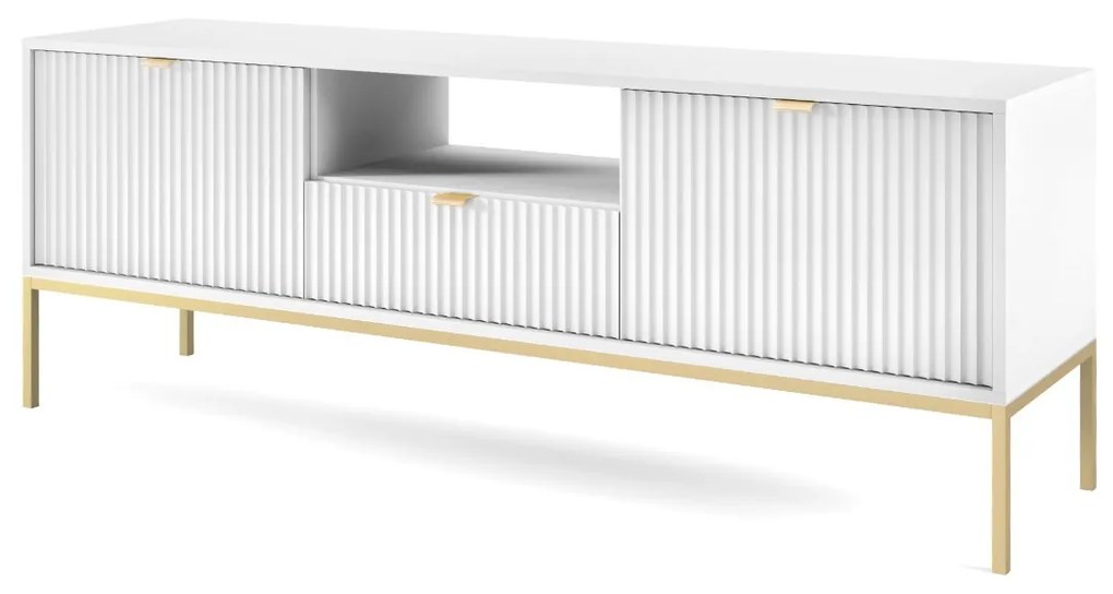 TV STOLÍK VIGGO BIELY + ZLATÝ PODSTAVEC 154 cm