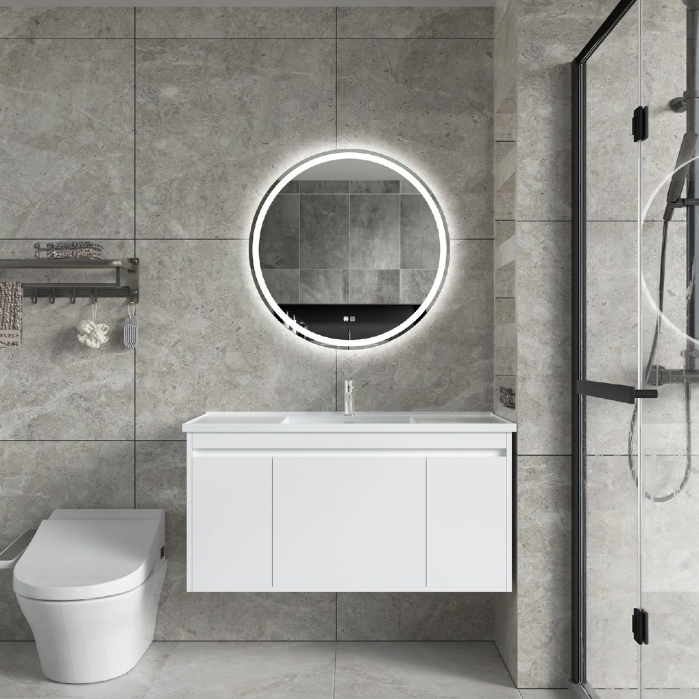 Erga Carla, okrúhle LED zrkadlo 70cm, 1610 lm, 3 farby svetla, ERG-V01-208-7070