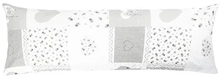 Bellatex Obliečka na relaxačný vankúš Srdce patchwork sivá, 50 x 145 cm