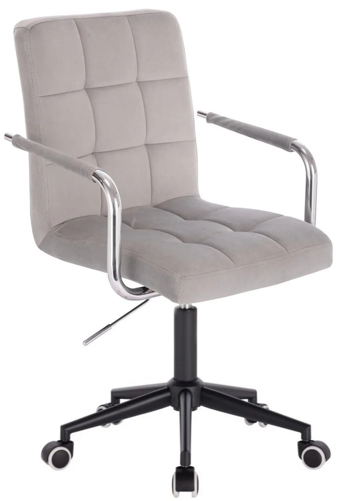 LuxuryForm DESIGN Stolička VERONA VELUR na čiernej podstave s kolieskami - svetlo šedá