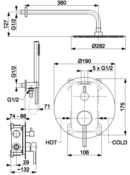 KFA Armatura 5039-501-00 - Sprchová sada s podomietkovou batériou MOZA lesk. chróm