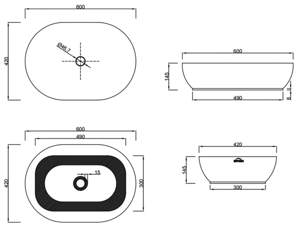 Invena Korfu, umývadlo na dosku 600x420x145 mm, imitácia kameňa-mramor, INV-CE-34-722-C