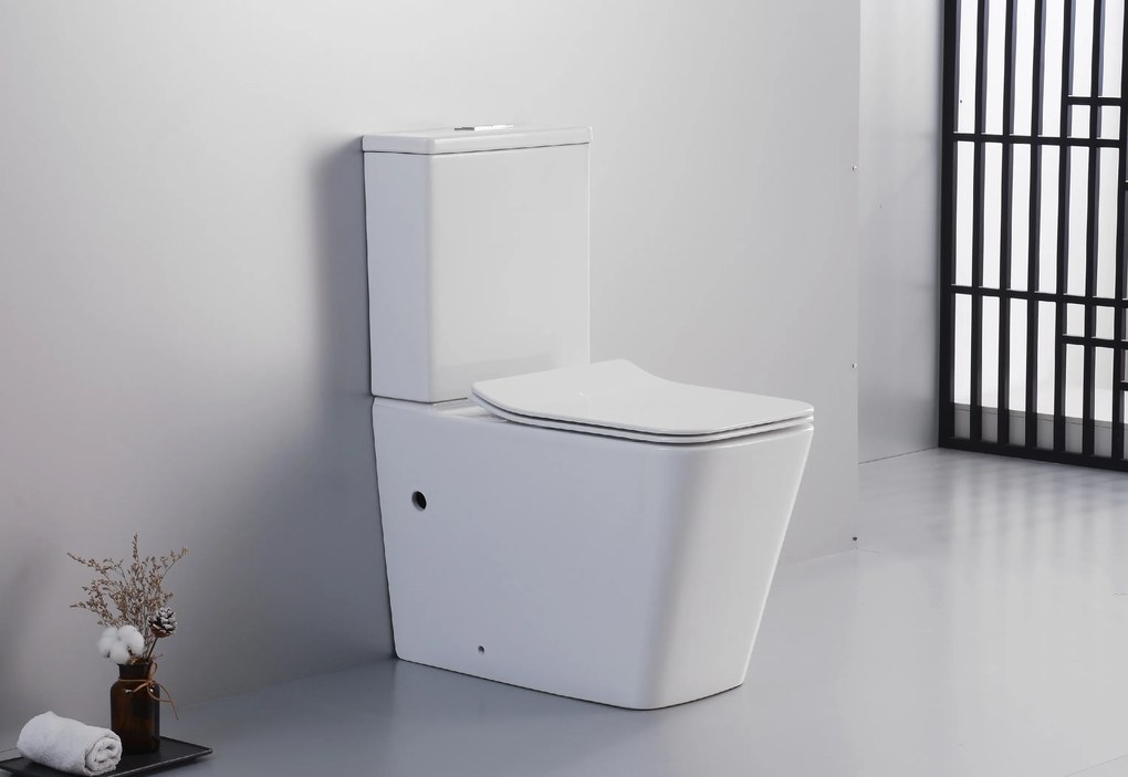 CERANO - WC kombi Bruno, Rimless + UF sedátko - biela lesklá, CER-CER-538765