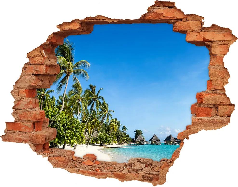 Diera 3D v stene nálepka Pláš Karibské ostrovy WallHole-cegla-90x70-112295720