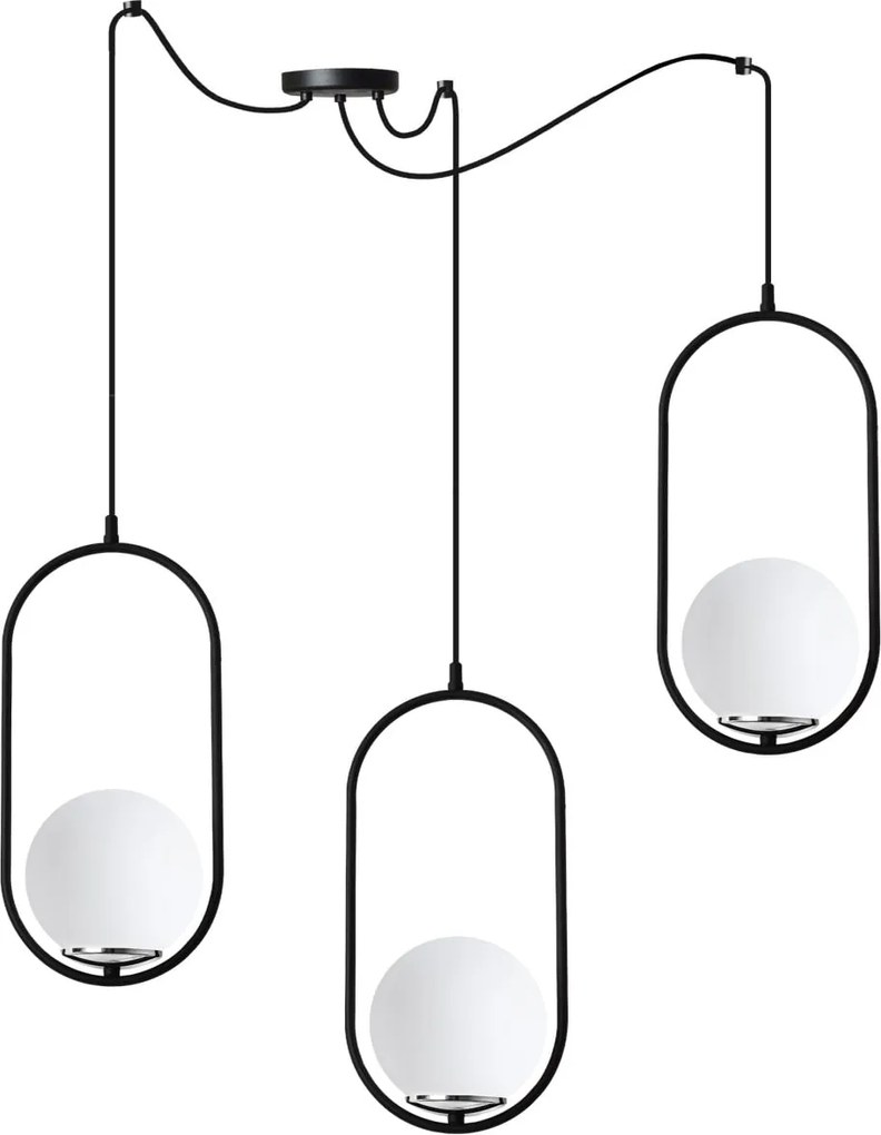 Závesné svietidlo Florence Spider, 3x biele sklenené tienidlo, b/ch, U