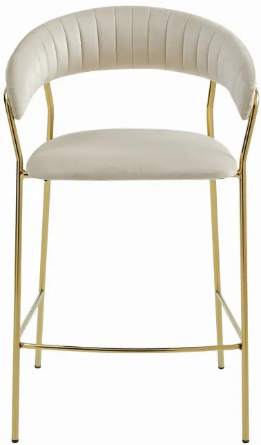 Barová stolička BADIA zamatová béžová (zlaté nohy)