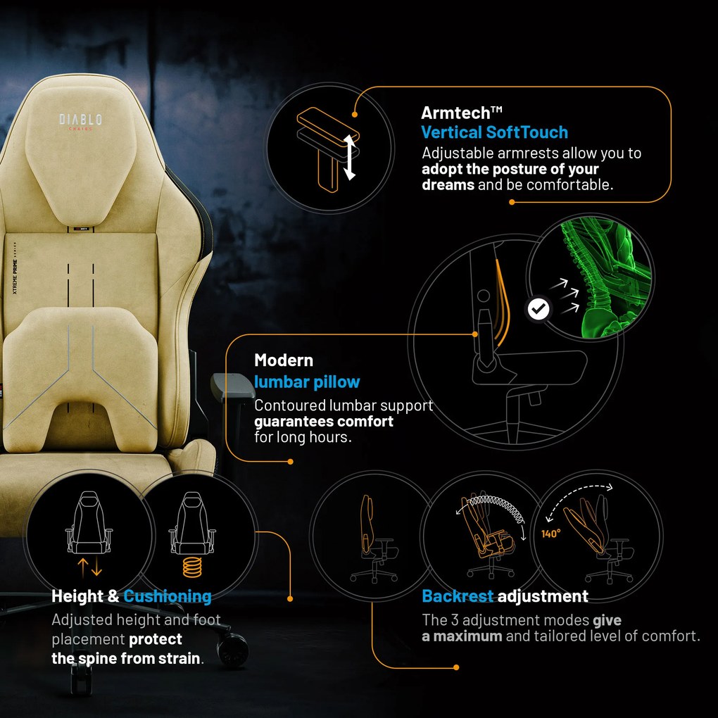 Herné Kreslo Diablo X.One Prime Normal Size Broken Gold