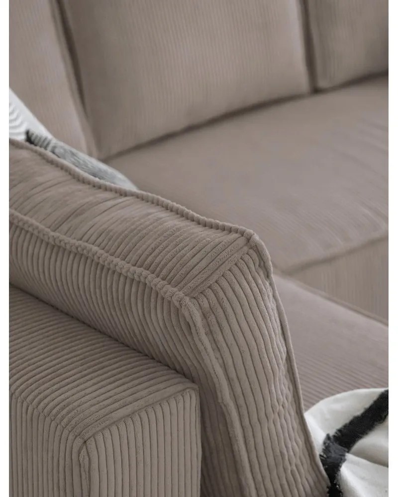 Béžová menčestrová rozkladacia rohová pohovka (ľavý roh/do tvaru "U") Brave Dave – Miuform