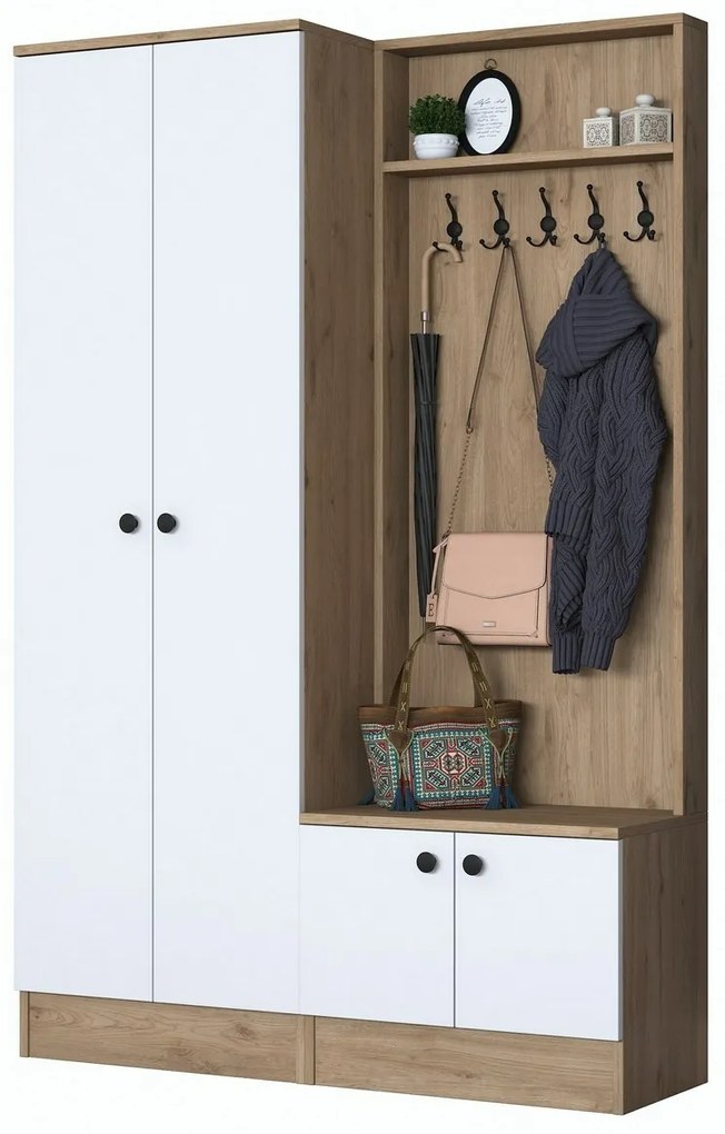 Predsieňová zostava Pone White and Walnut I