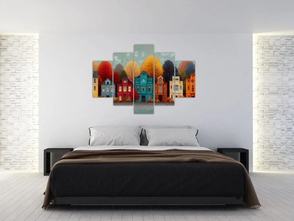 Obraz - Maľované jesenné mesto (150x105 cm)