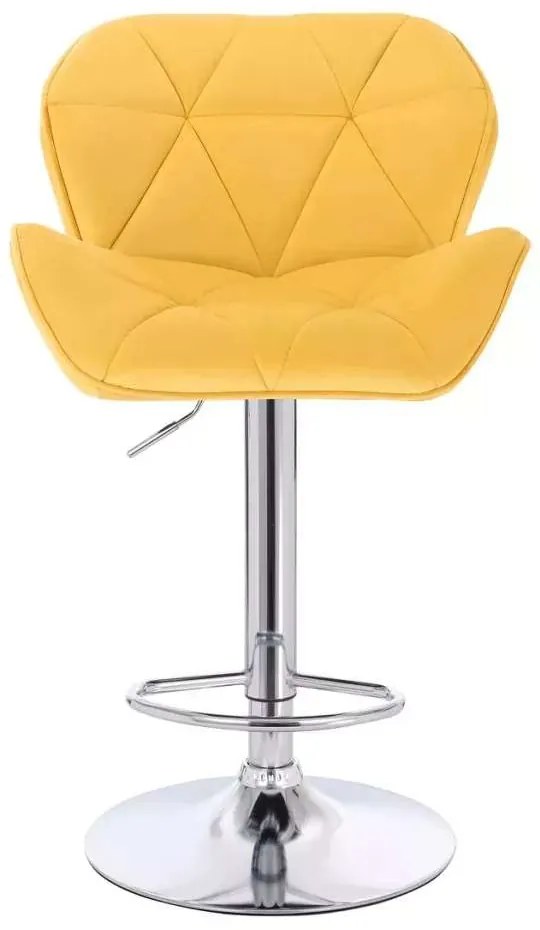 LuxuryForm DESIGN Barová stolička MILANO VELUR na striebornom tanier - žltá