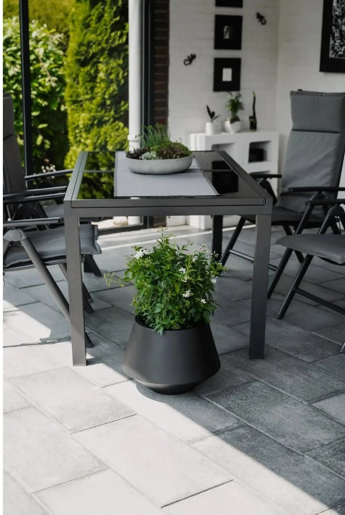 Okrúhly kvetináč BERBELIT, sklolaminát, výška 30 cm, čierny