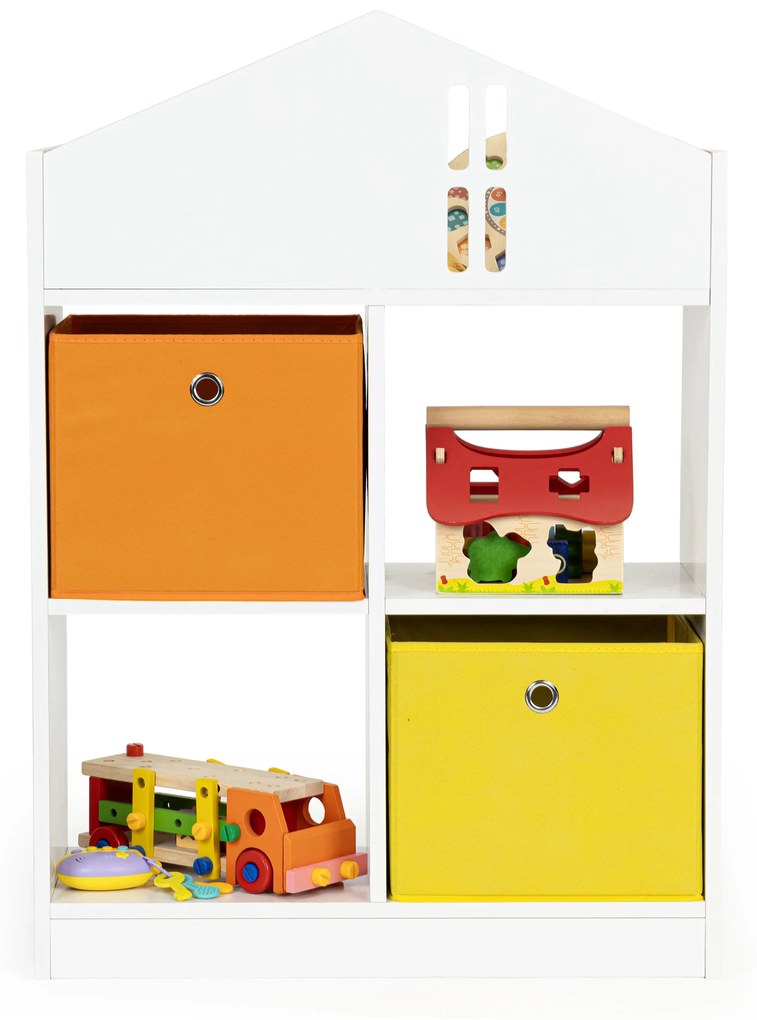 EcoToys Detská drevená knižnica domček - 2x úložný box