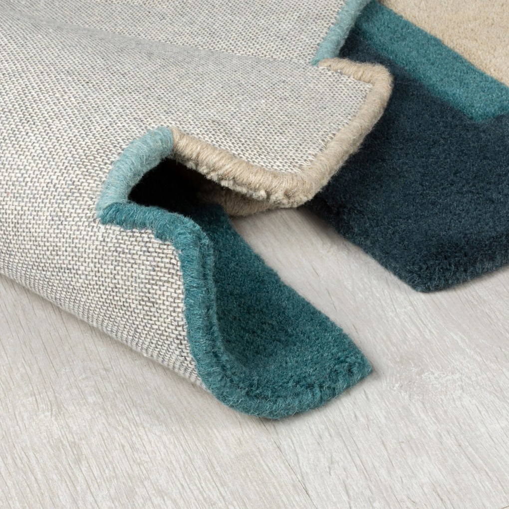 Flair Rugs, Behúň Abstract Collage Teal, 60x230, modrá, chodba / predsieň