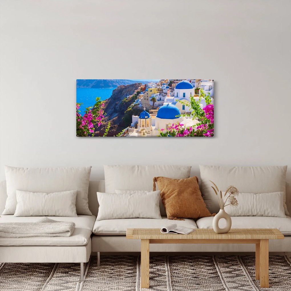 Obraz - Santorini, Grécko (120x50 cm)