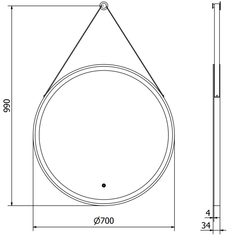 Mexen Reni, LED kúpeľňové zrkadlo s podsvietením 70x70 cm, 6000K, čierny rám, ochrana proti zahmlievaniu, 9812-070-070-611-70