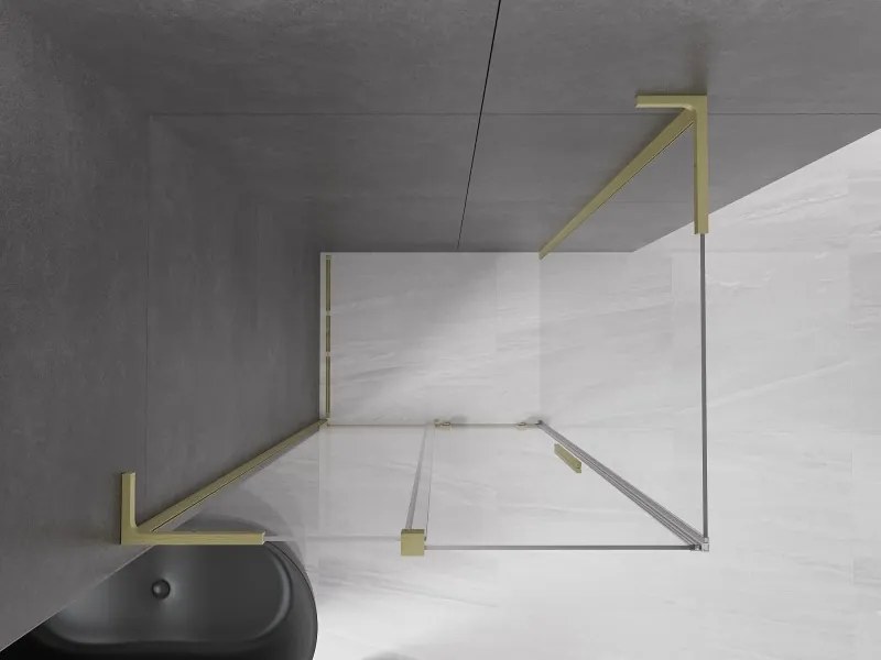 Mexen Velar L, sprchový kút s posuvnými dverami 110 x 120 cm, 8mm číre sklo, zlatá matná, 871-110-120-03-55