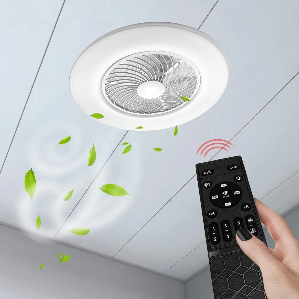 Toolight Toolight, LED stropné svietidlo s ventilátorom + diaľkové ovládanie APP1551-C, biela, OSW-05180