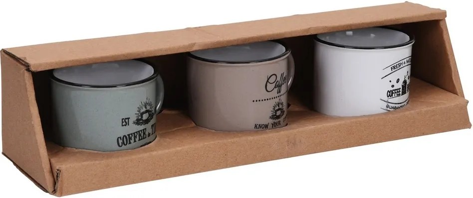 Sada kameninových hrnčekov Coffee 100 ml, 3 ks