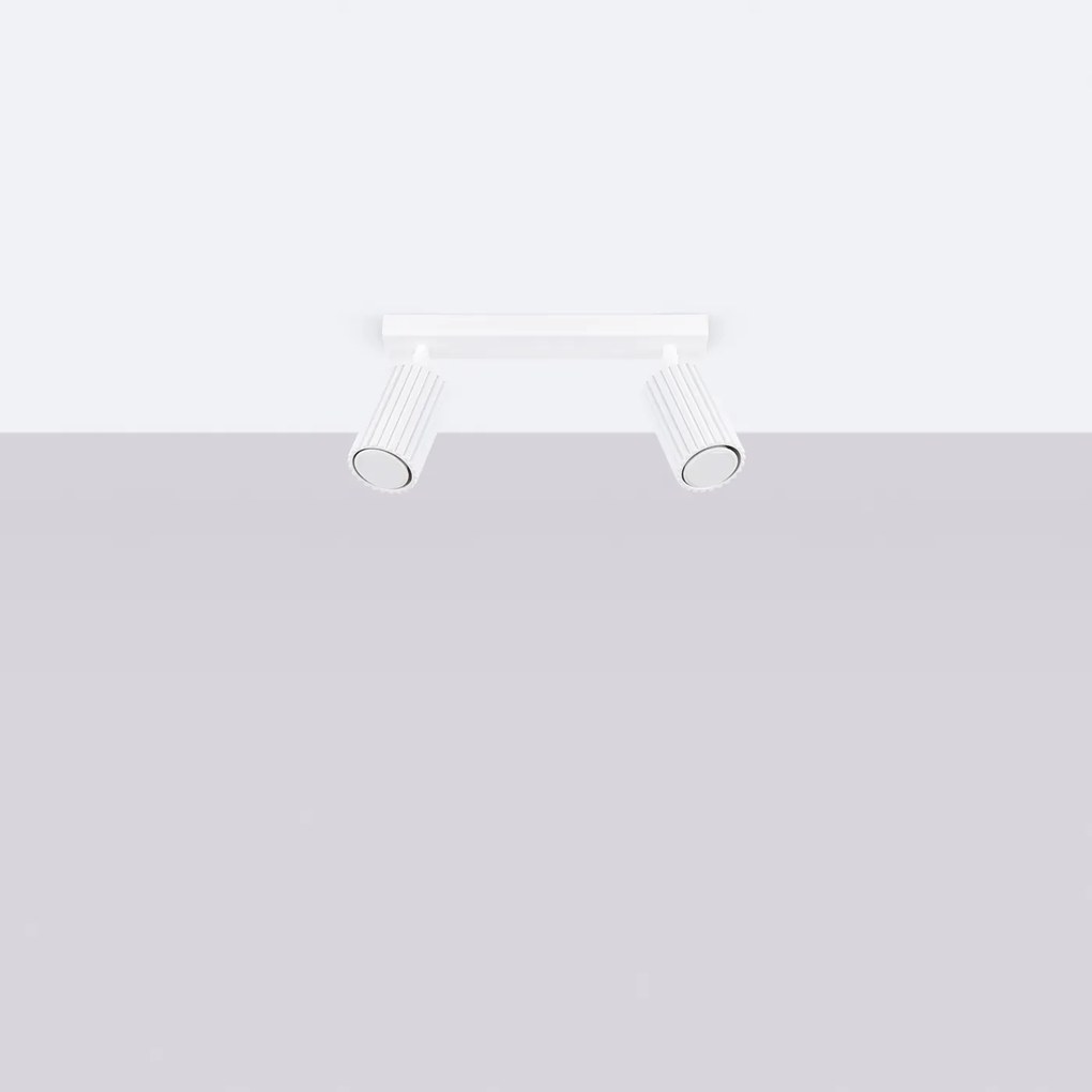 Bodové svietidlo Karbon, 2x biele kovové tienidlo, (možnosť polohovania)