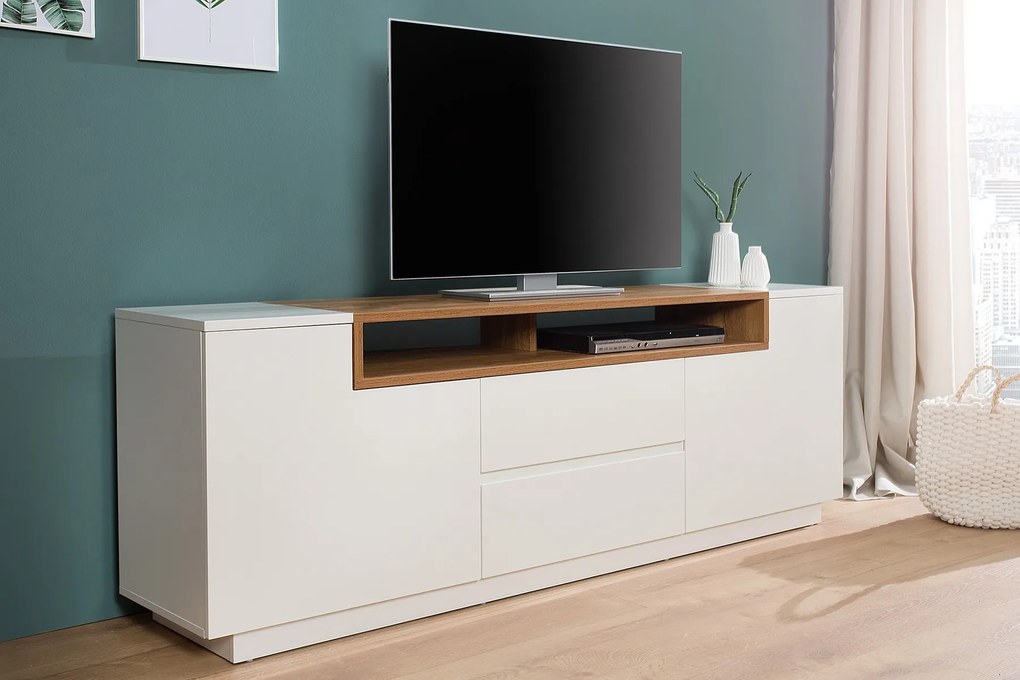 Bighome - TV stolík KINGDOM II 180 cm - biela, hnedá