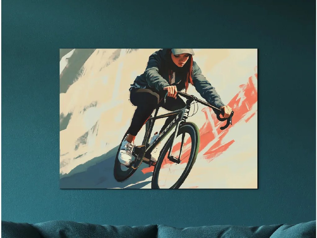 drevko | Obraz na stenu Žena na bicykli