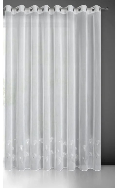 DECOREUM záclona so striebornou kvetinovou potlačou 300 cm x 250 cm biela 100 % polyester 101236