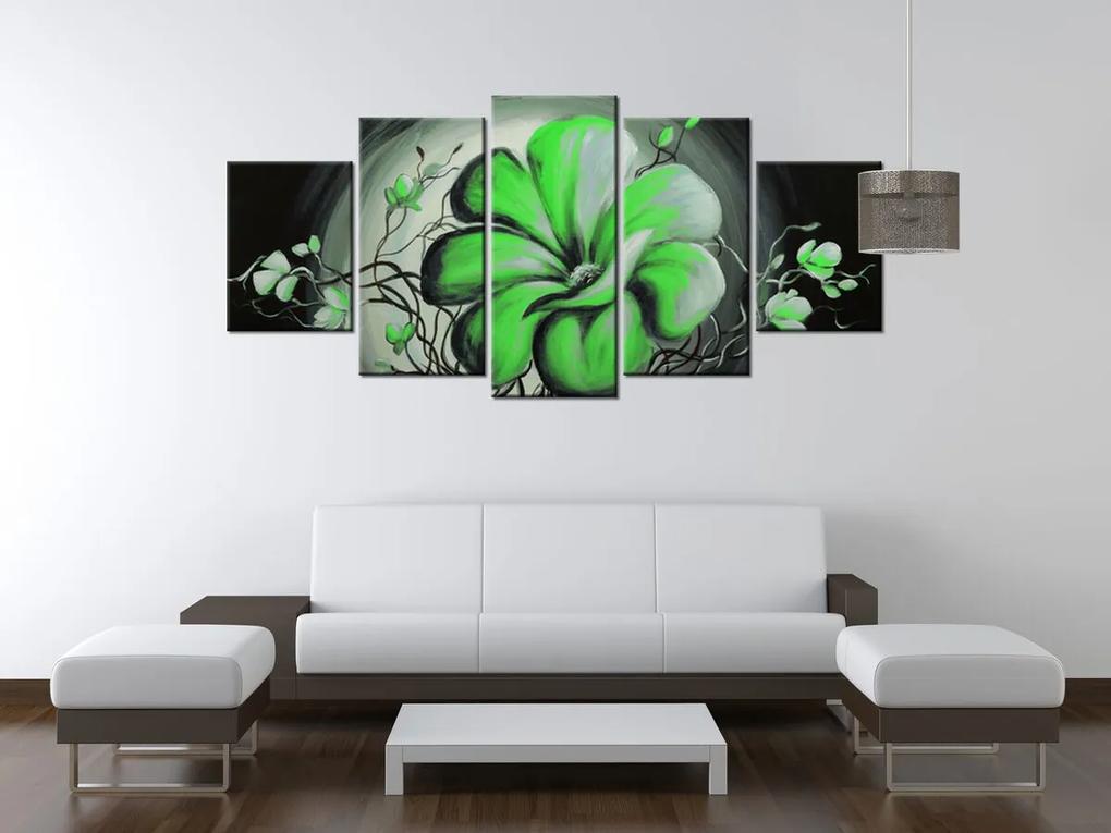 Gario Ručne maľovaný obraz Zelená živá krása - 5 dielny Rozmery: 150 x 105 cm
