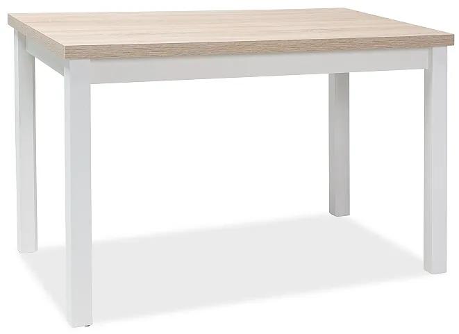 Biely jedálenský stôl s doskou v dekore dub sonoma ADAM 100x60
