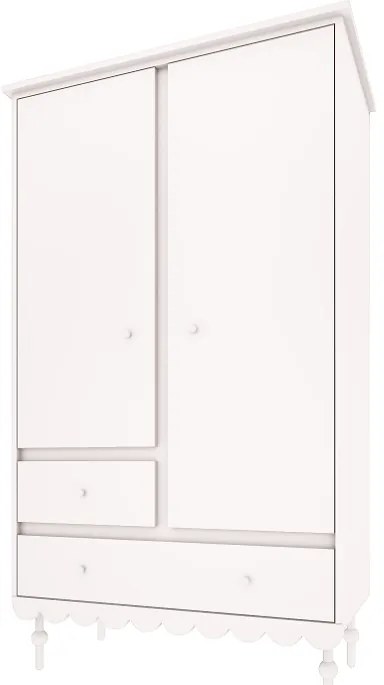 Detská šatníková skriňa so šuplíkmi, šatníkovou tyčou a policami BABUSHKA biela