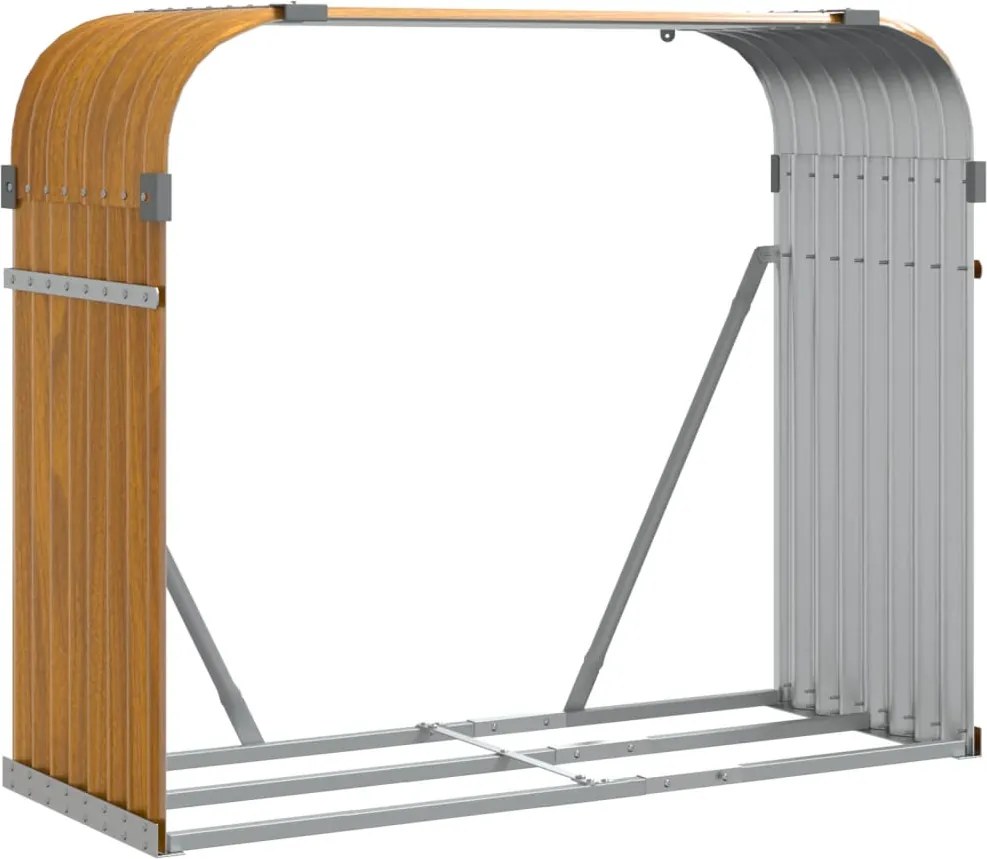 vidaXL Držiak na polená drevený vzhľad 120x45x100 cm pozinkovaná oceľ