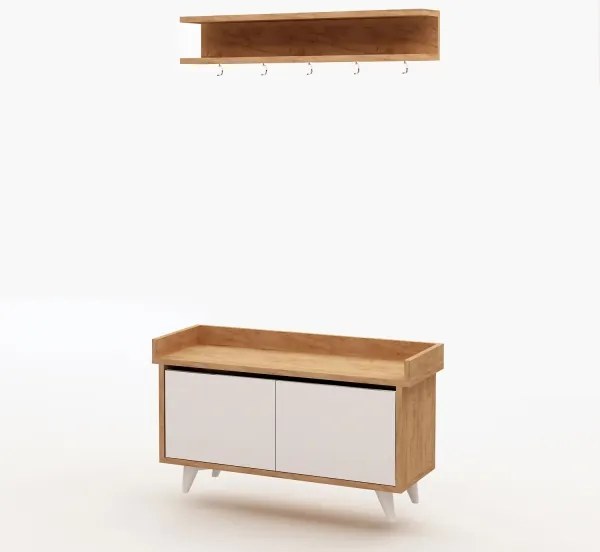 Nástenný vešiak ARASSO 18,8x80 cm + skrinka na topánky 60x90 biela/hnedá