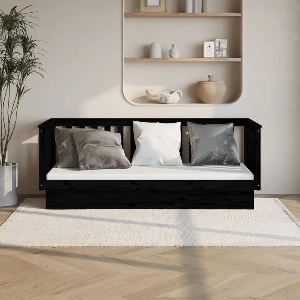 Denná posteľ čierna 75x190 cm borovicový masív