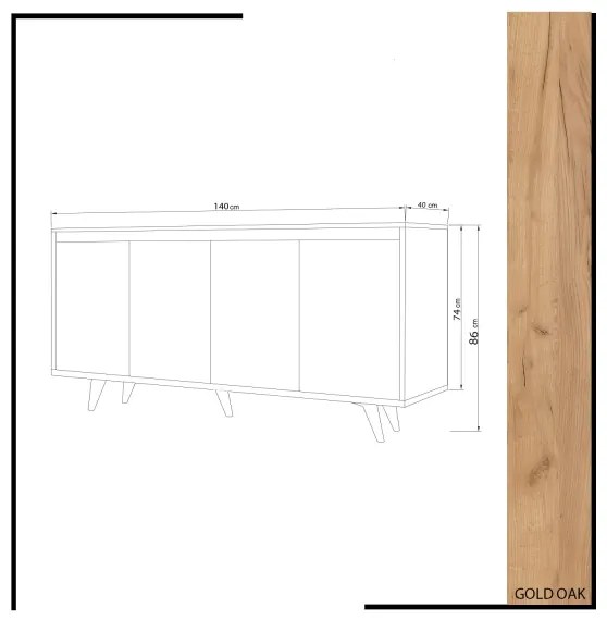 Komoda SHANS 86x140 cm hnedá/biela