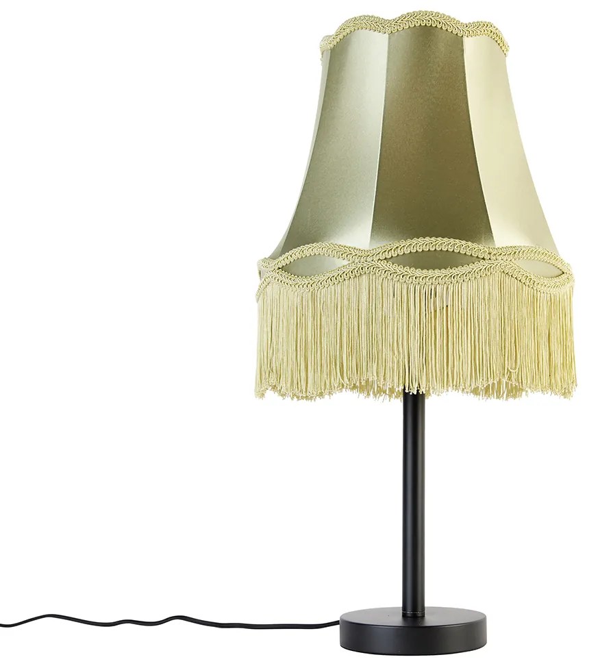Klasická stolná lampa čierna s tienidlom Granny zelená 30 cm - Simplo