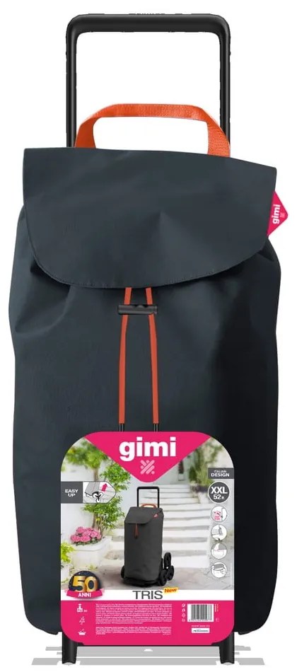 Sivý nákupný vozík Vileda Gimi, 52 l