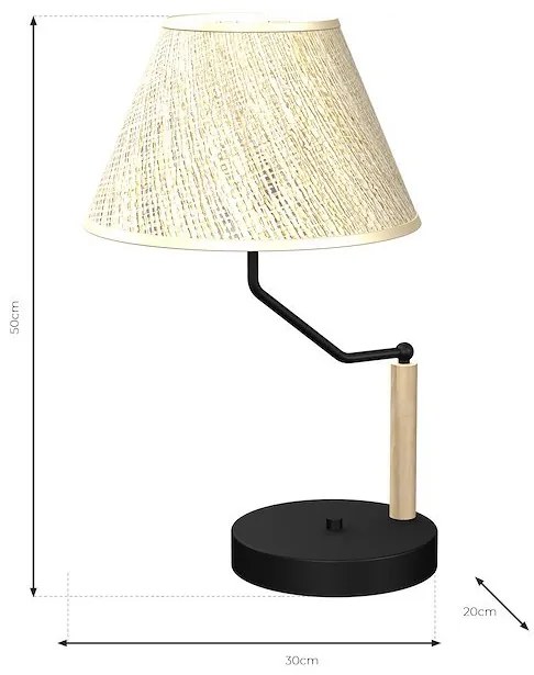 Stolná lampa Etna, 1x slonovinové ľanové tienidlo, b/drevo