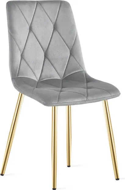 Sada dvoch jedálenských stoličiek LIBRA zamatové, svetlosivé / zlaté nohy (2 ks)