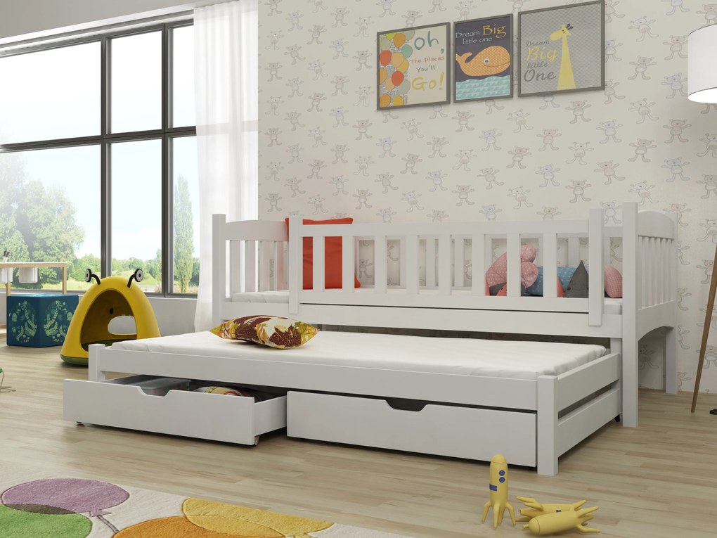 Detská posteľ 90 x 200 cm Amalia (s roštom a úl. priestorom) (biela). Akcia -10%. Vlastná spoľahlivá doprava až k Vám domov. 1013109