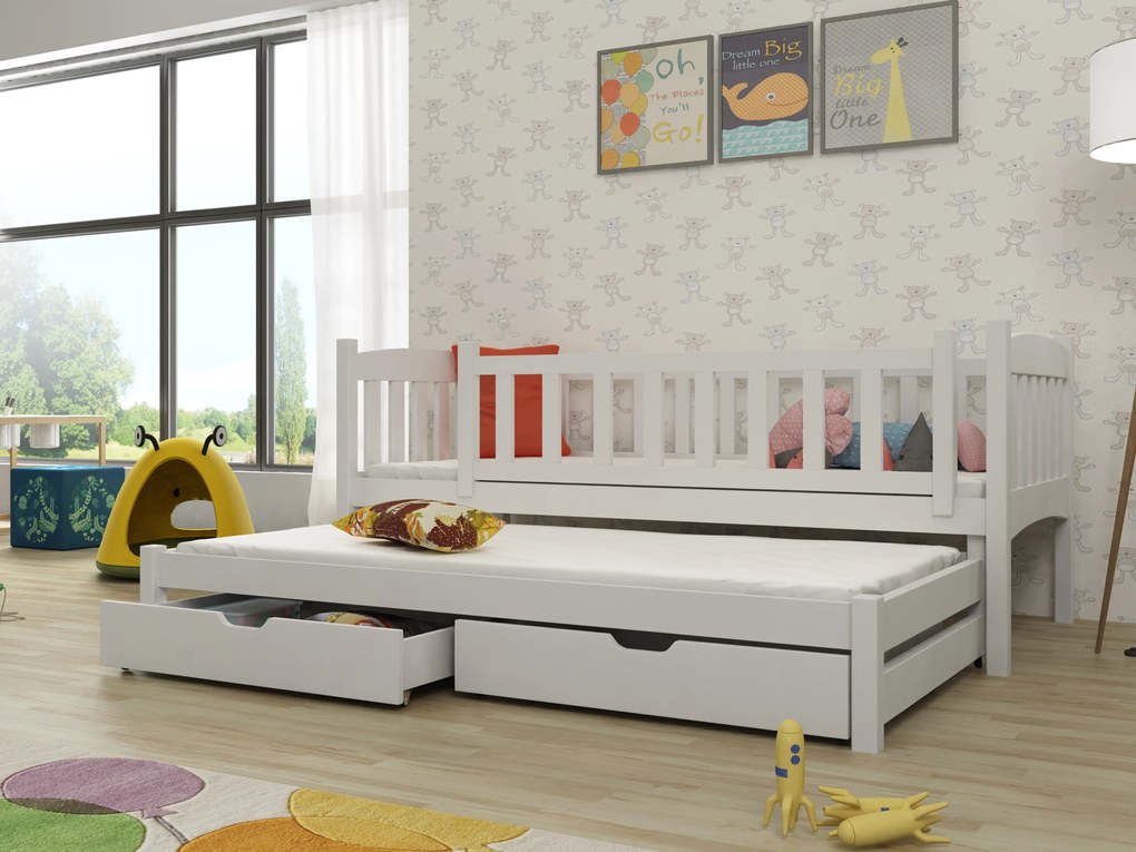 Detská posteľ 90 x 200 cm Amalia (s roštom a úl. priestorom) (biela). Vlastná spoľahlivá doprava až k Vám domov. 1013109