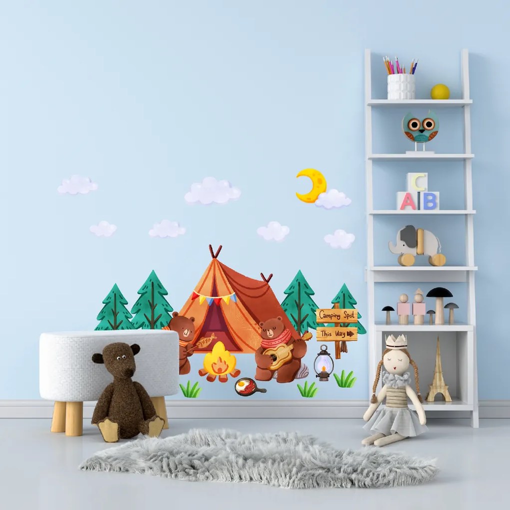 60x120cm Medvede na stanovačke - textilná nálepka na stenu