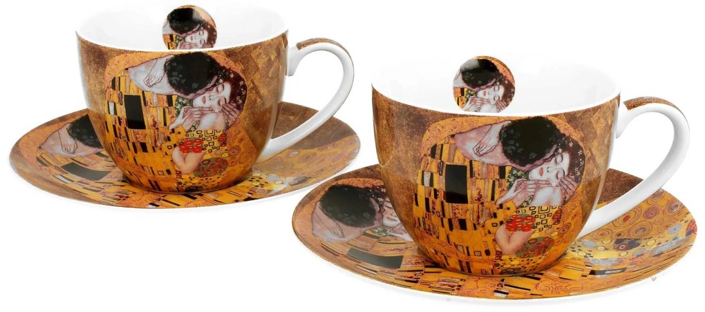 Porcelánová šálka s podšálkou Klimt The Kiss 250 ml sada 2ks